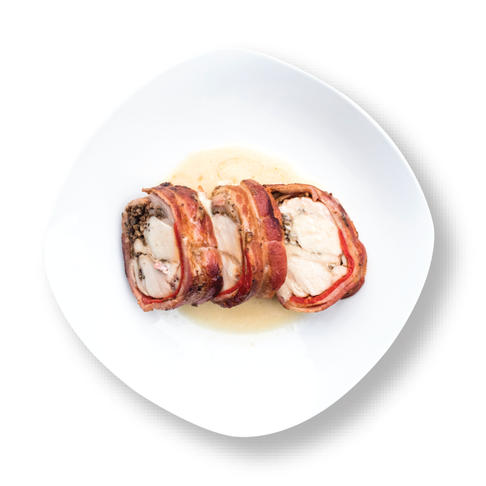 rabbit wrapped in bacon